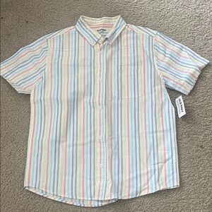 NWT Old Navy kids size L  Pastel Striped Button-Down Shirt